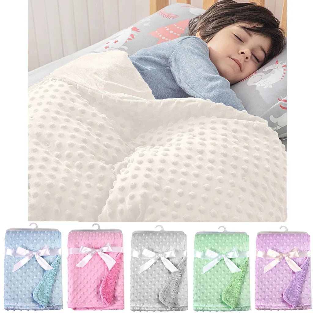 Baby Blanket – Soft Minky Dot Fleece Newborn Swaddle Wrap