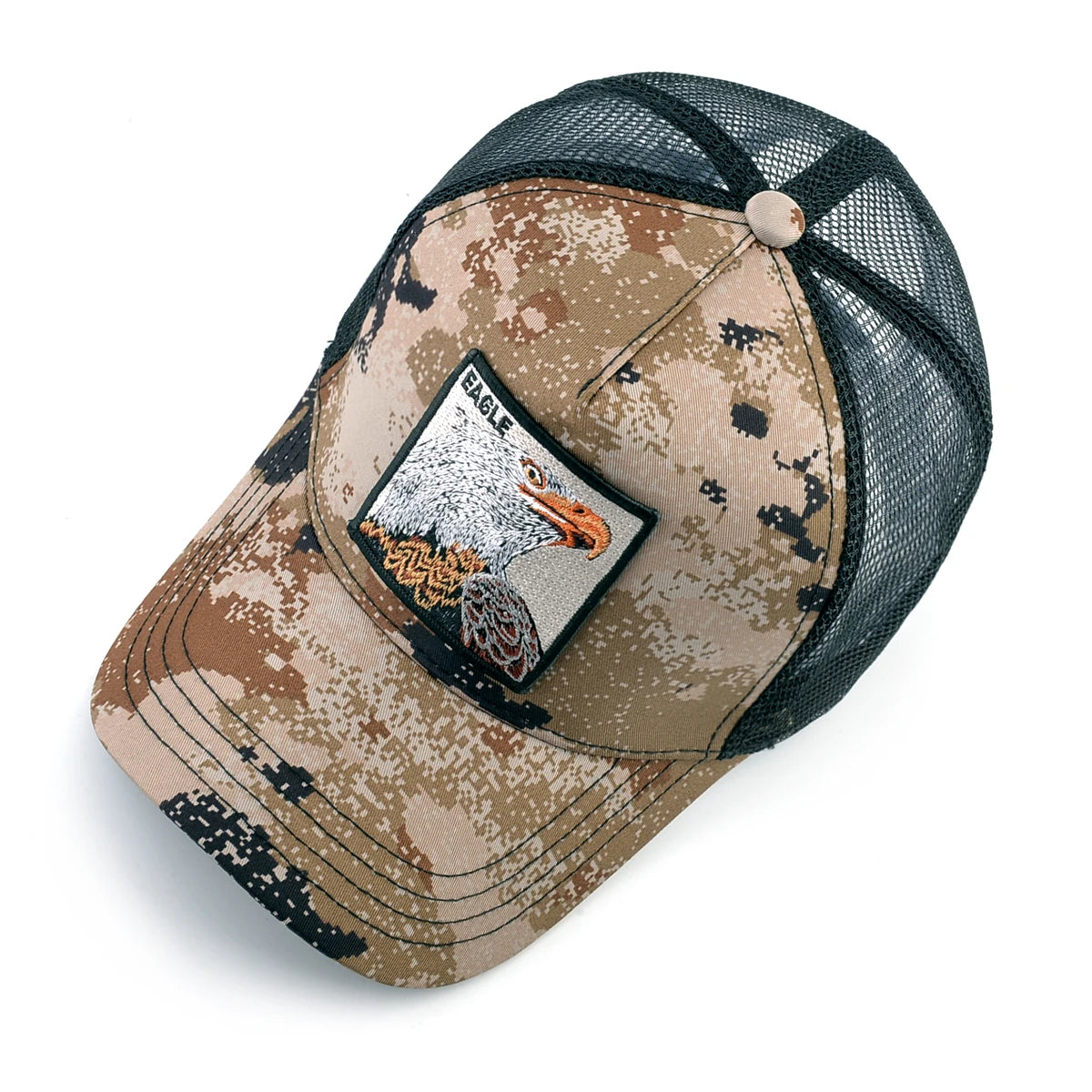 Camouflage Trucker Cap with Eagle Patch – Unisex Snapback