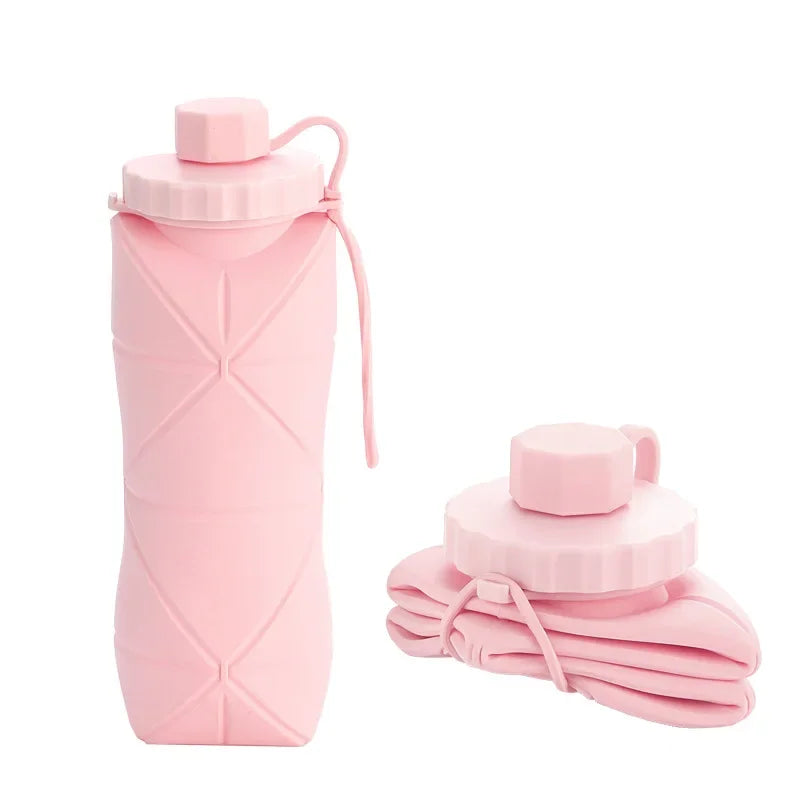 600ML Collapsible Silicone Water Bottle for Travel and Gym
