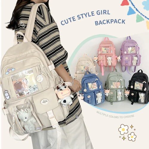 Cute Nylon Backpack for Girls & Teen Students