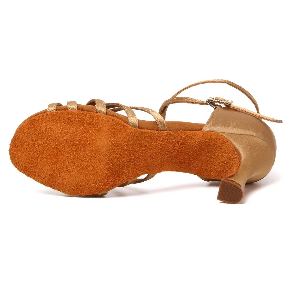 Women's Latin Dance Shoes with Suede Sole & Cuban Heel