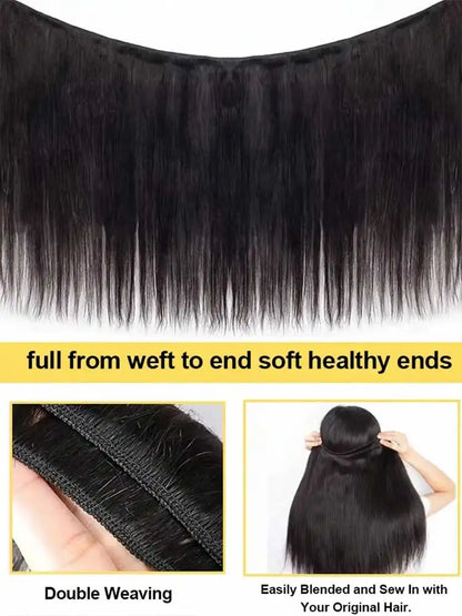 Bone Straight Human Hair Bundles – Brazilian Remy Natural Black