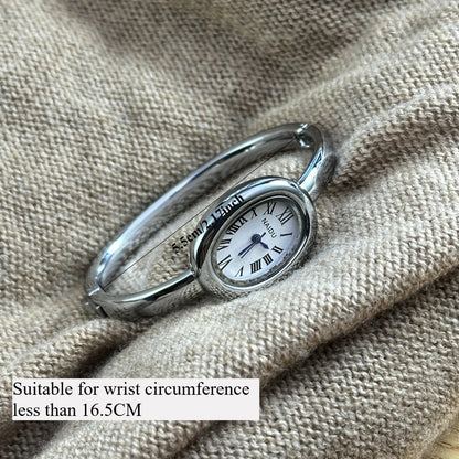 Gold Bangle Bracelet Watch for Women – Oval Dial, Roman Numerals
