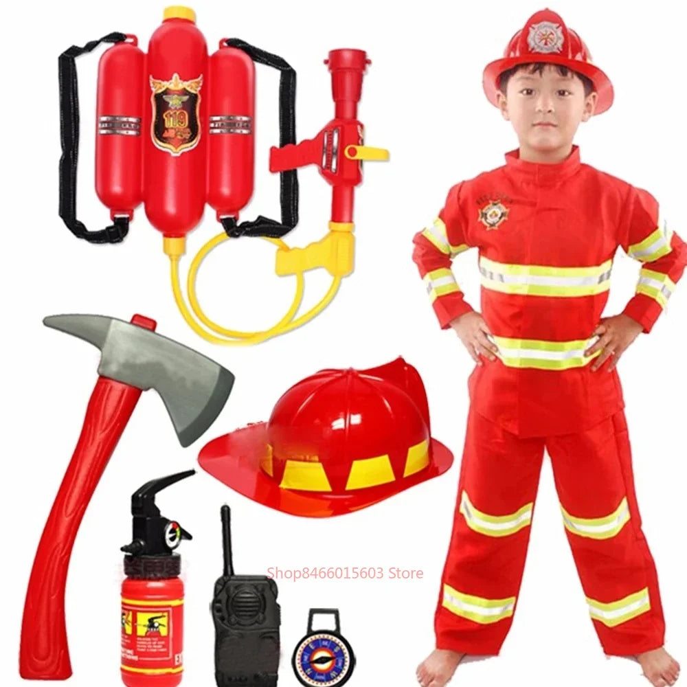 Kids Firefighter Costume Set – Children's Fireman Role Play Uniform with Accessories