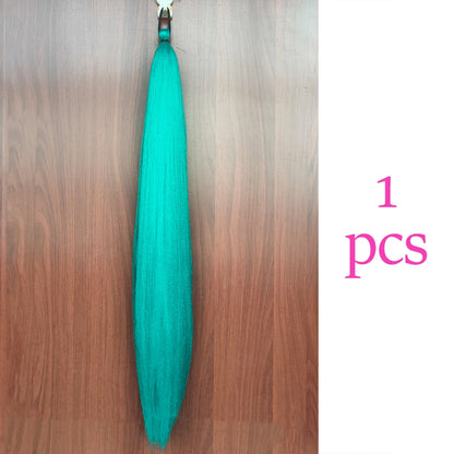 Synthetic Ponytail Hair Extension 2pcs – Long Straight, Colorful, Braiding Hairpiece with Rubber Band
