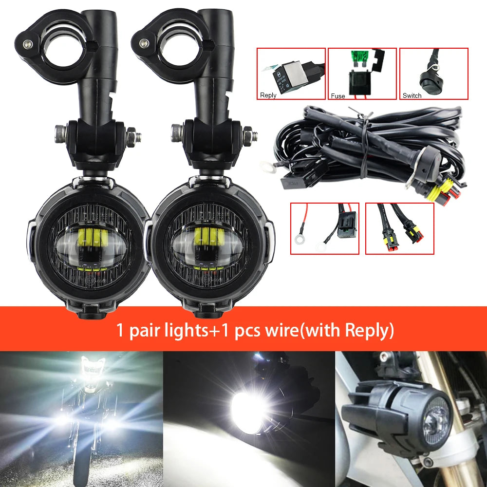 Motorcycle LED Auxiliary Driving Lights 40W 6000K – Universal Fog Spot Lamps