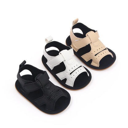 Baby Sandals Anti-Slip Soft PU Leather Toddler Shoes for Boys & Girls 0-18 Months