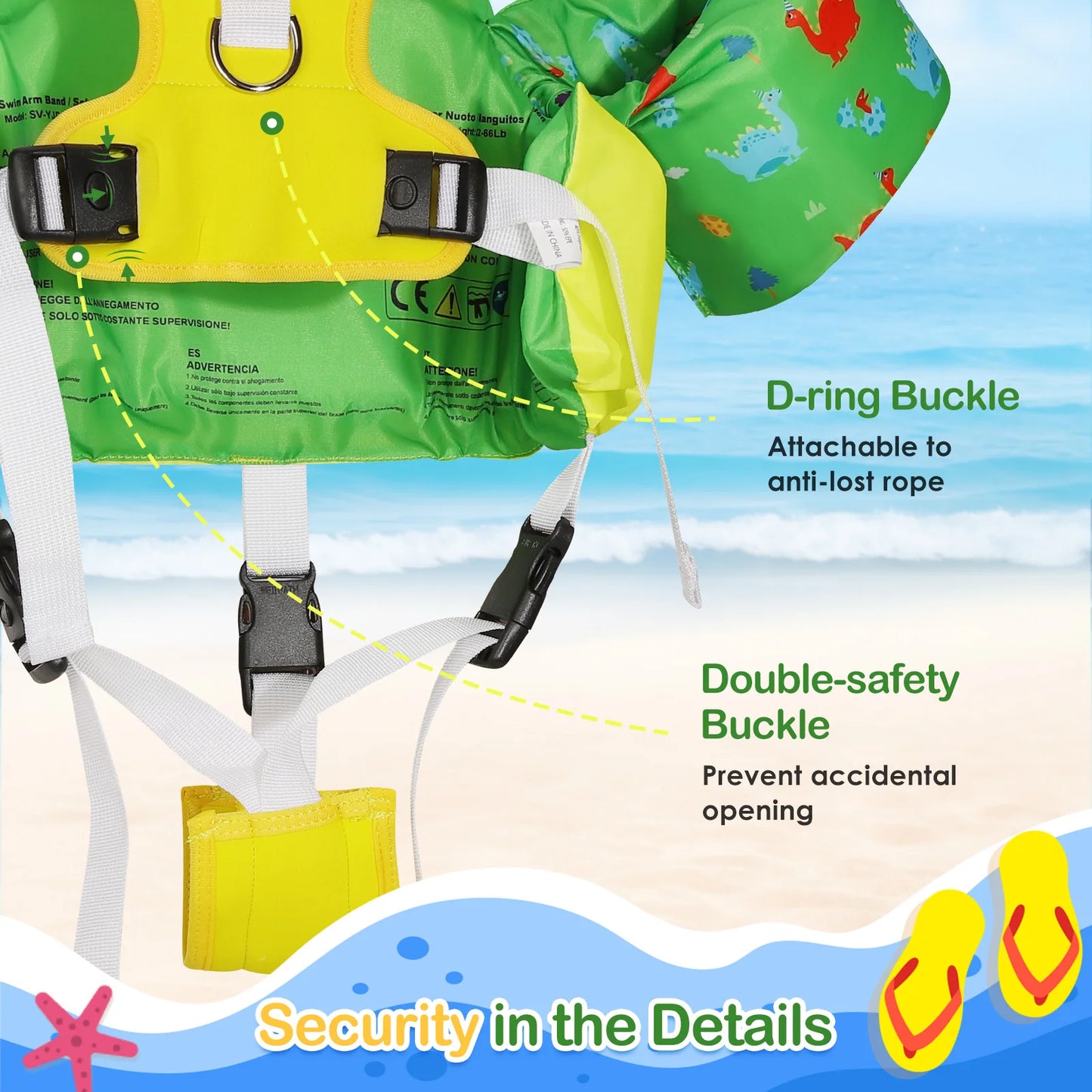 Kids Swim Vest Toddler Floatie Jacket with Arm Bands & Adjustable Straps