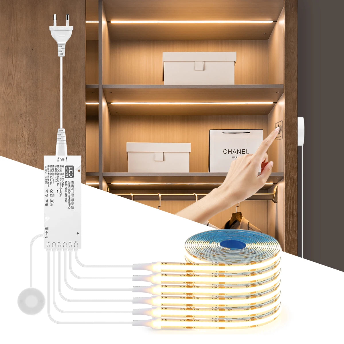 COB LED Cabinet Light Strip – Dimmable Under Cabinet Lighting Kit