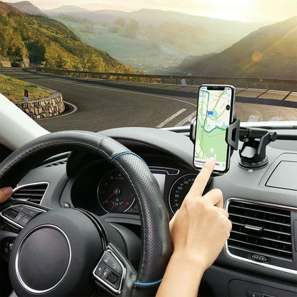 360° Car Phone Mount with Suction Cup & Retractable Arm