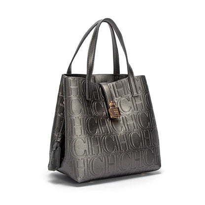 Large Capacity Women's Tote Bag with Monogram Embossed Design