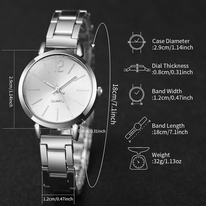 Women's Quartz Watch & Cuff Bracelet Set – 2 Piece