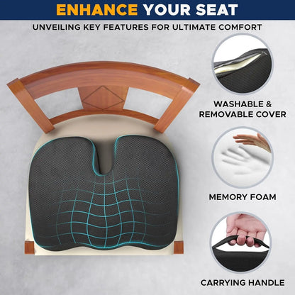Gel & Memory Foam Orthopedic Coccyx Seat Cushion