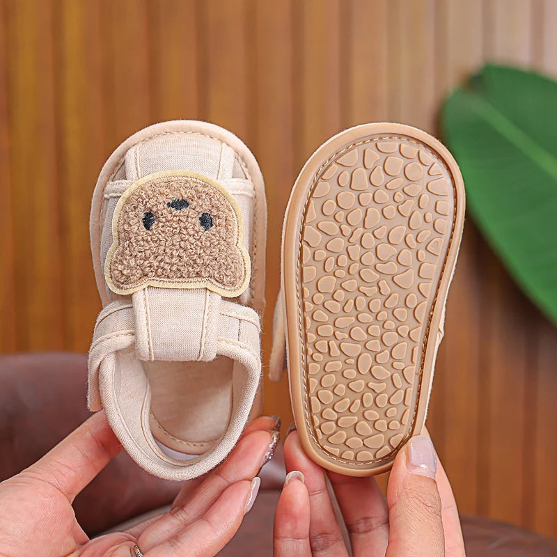 Baby Cartoon Bear Sandals – Soft Rubber Sole First Walker Shoes
