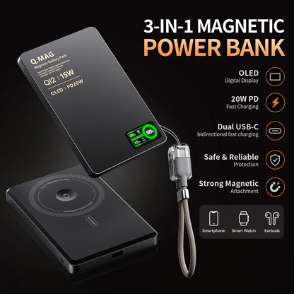 3-in-1 Magnetic Power Bank with Wireless Charging | 5000mAh & 10000mAh