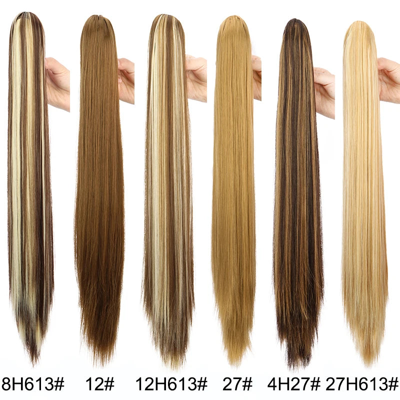 Claw Clip Ponytail Hair Extension – 24 Inch Long Straight Synthetic