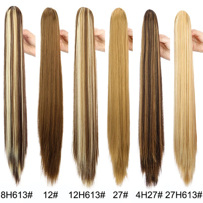 Claw Clip Ponytail Hair Extension – 24 Inch Long Straight Synthetic