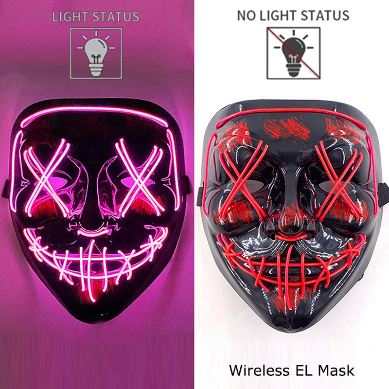 LED Purge Mask – Neon Glow Halloween Cosplay Mask