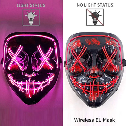 LED Purge Mask – Neon Glow Halloween Cosplay Mask