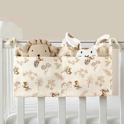 Baby Crib Organizer – Cotton Bedside Storage Bag for Nursery