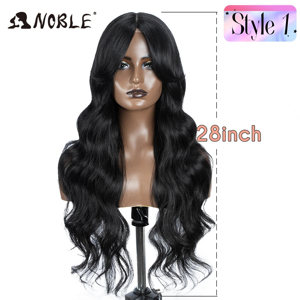 Lace Part Synthetic Wig – 36" Long Wavy Body Wave, 150% Density, Multi-Color