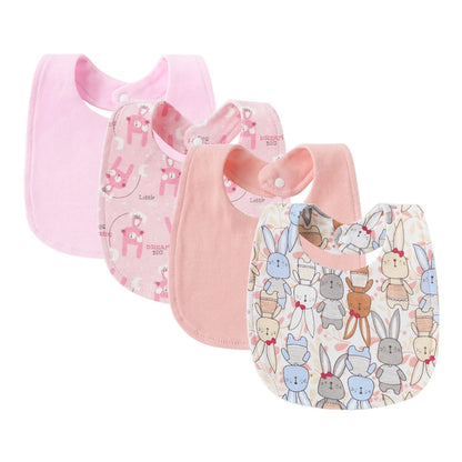 Cotton Baby Bibs 4-Pack – Cartoon Newborn Drool Bibs