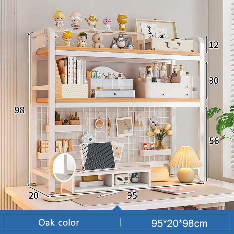 Multi-Layer Desktop Bookshelf with Wrought Iron Frame