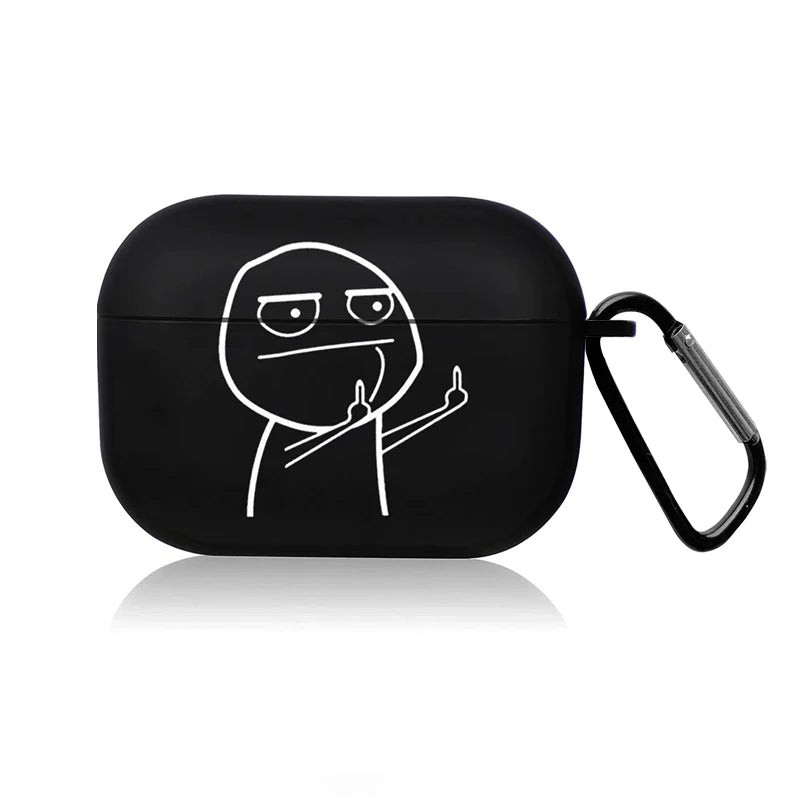 Cute Cartoon AirPods Case – Creative Line Black Protective Cover