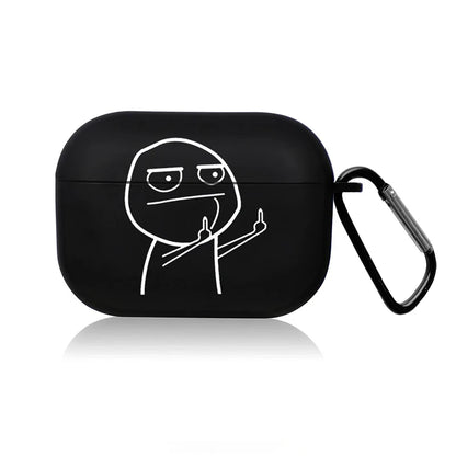 Cute Cartoon AirPods Case – Creative Line Black Protective Cover