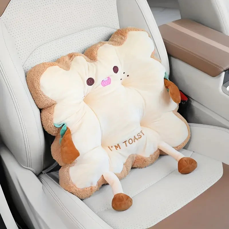 Cartoon Toast Seat Cushion – Cute Plush Chair Pad, Washable