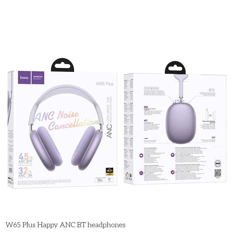 W65 Plus ANC Wireless Over Ear Headphones