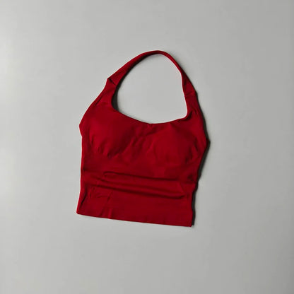 Women's Halter Neck High Support Sports Bra – Backless Yoga Top