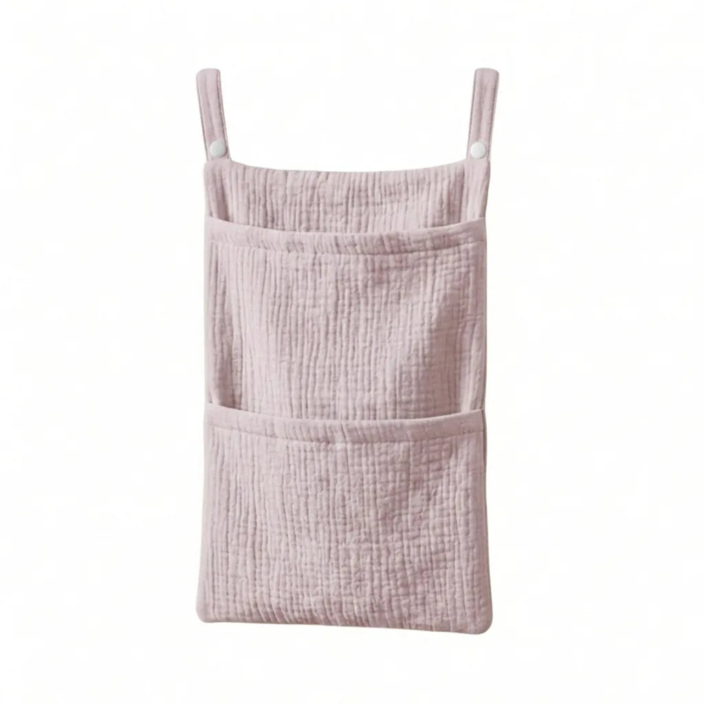 Cotton Baby Crib Hanging Storage Bag – Muslin Nursery Organizer