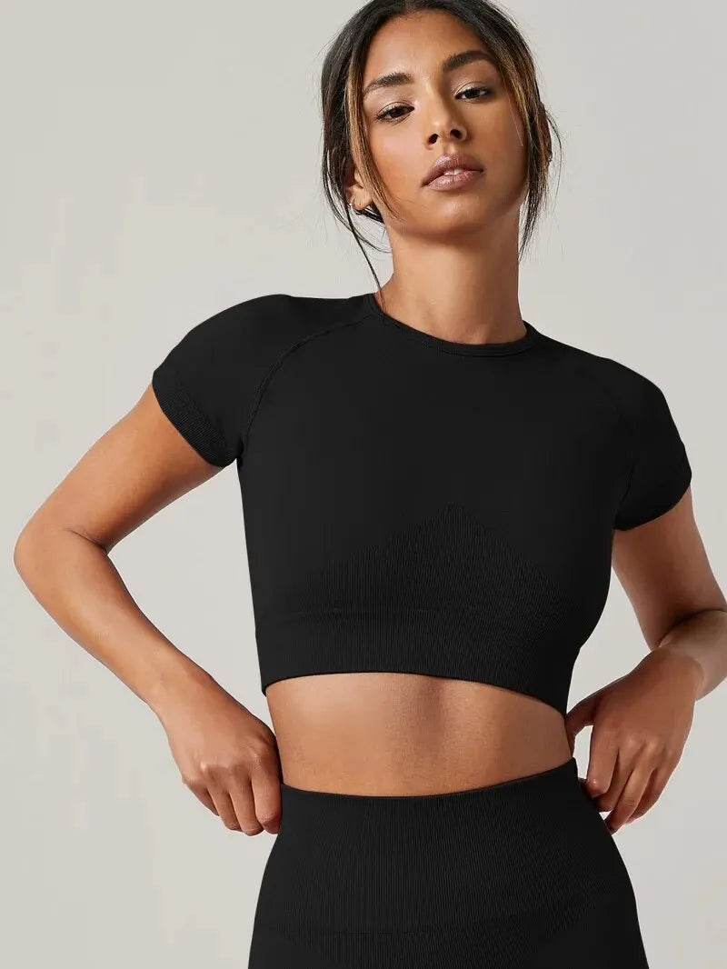 Women's Seamless Short Sleeve Yoga Top – Quick-Dry Activewear