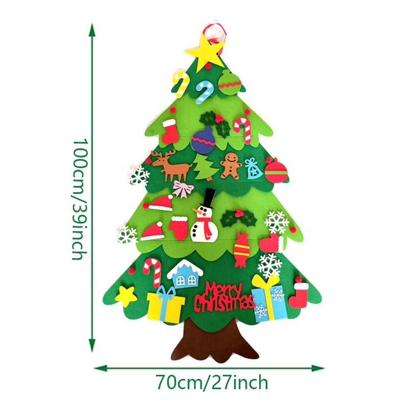 DIY Felt Christmas Tree for Kids – 32pcs Ornaments & LED Lights
