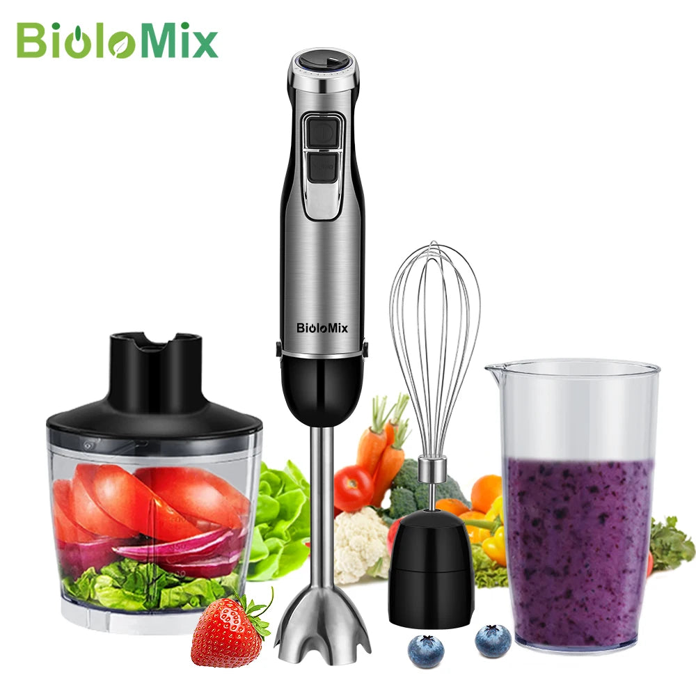 Immersion Hand Blender 1200W 4-in-1 with Chopper & Smoothie Cup