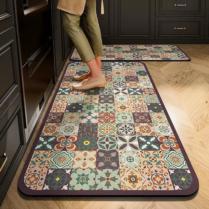 Non-Slip Kitchen Mat Set – Crystal Velvet Absorbent Rugs for Kitchen & Bathroom