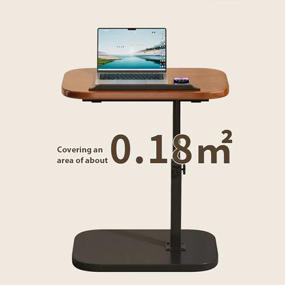 Height-Adjustable C-Shaped Side Table with Flip Desktop
