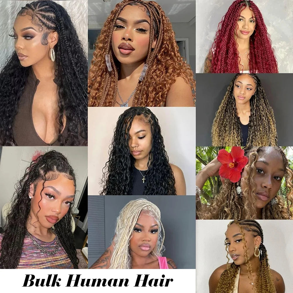 Deep Wave Human Braiding Hair Bulk 100g No Weft for Boho Braids