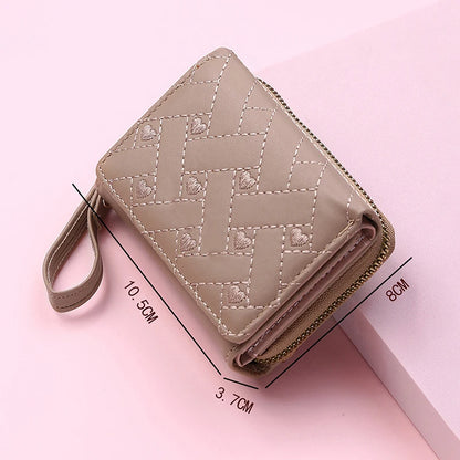 Women's Trifold Wallet – PU Leather Embroidered Short Card Purse