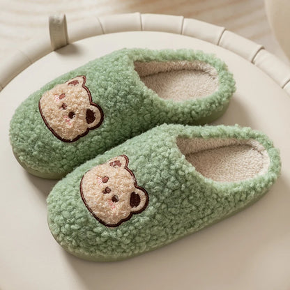 Cute Bear Fluffy Slippers – Warm Plush House Shoes