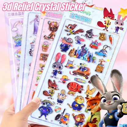 3D Crystal Relief Sticker Sheet – Cute Cartoon Disney Characters