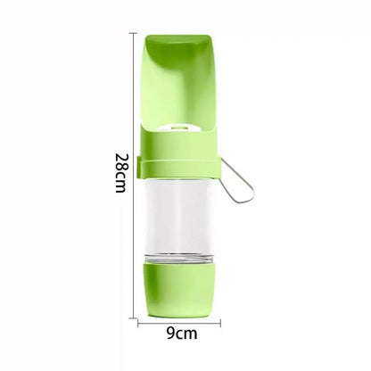 Portable Dog Water Bottle with Food Storage & Feeder Bowl – 500ml