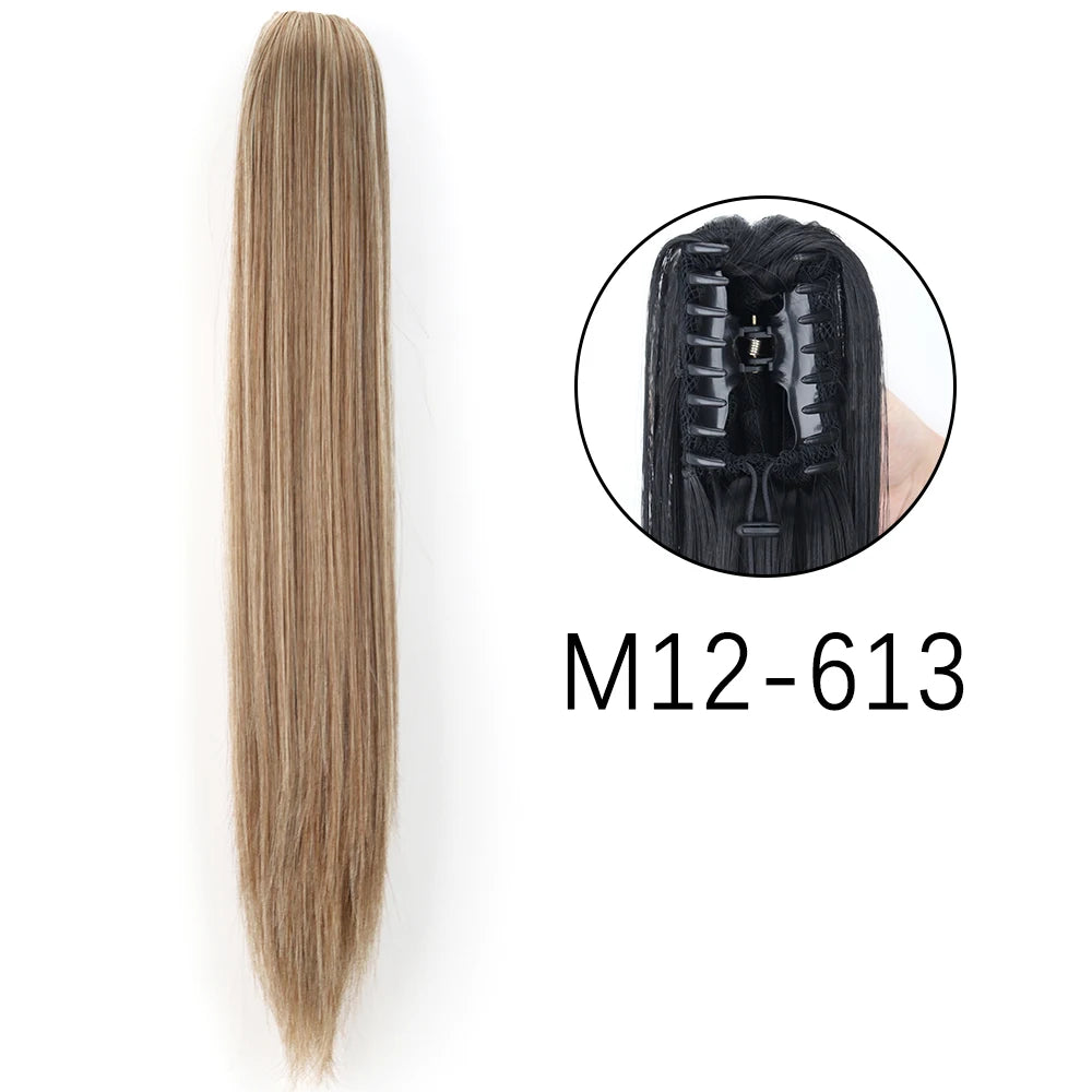 Claw Clip Ponytail Hair Extension 24 Inch Wavy Synthetic Heat Resistant