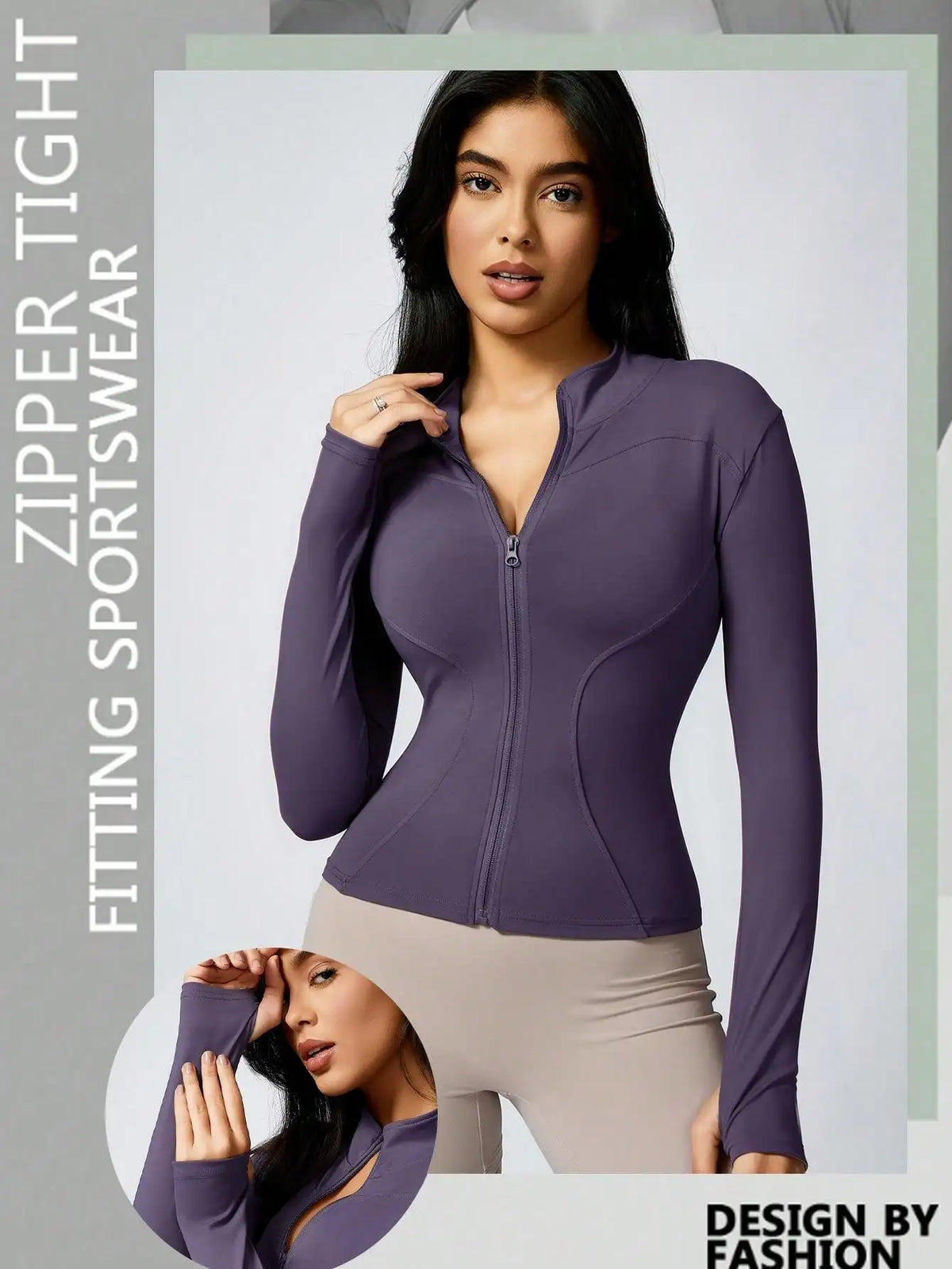 Women's Zip-Up Turtleneck Sports Jacket – Slim-Fit Activewear Top