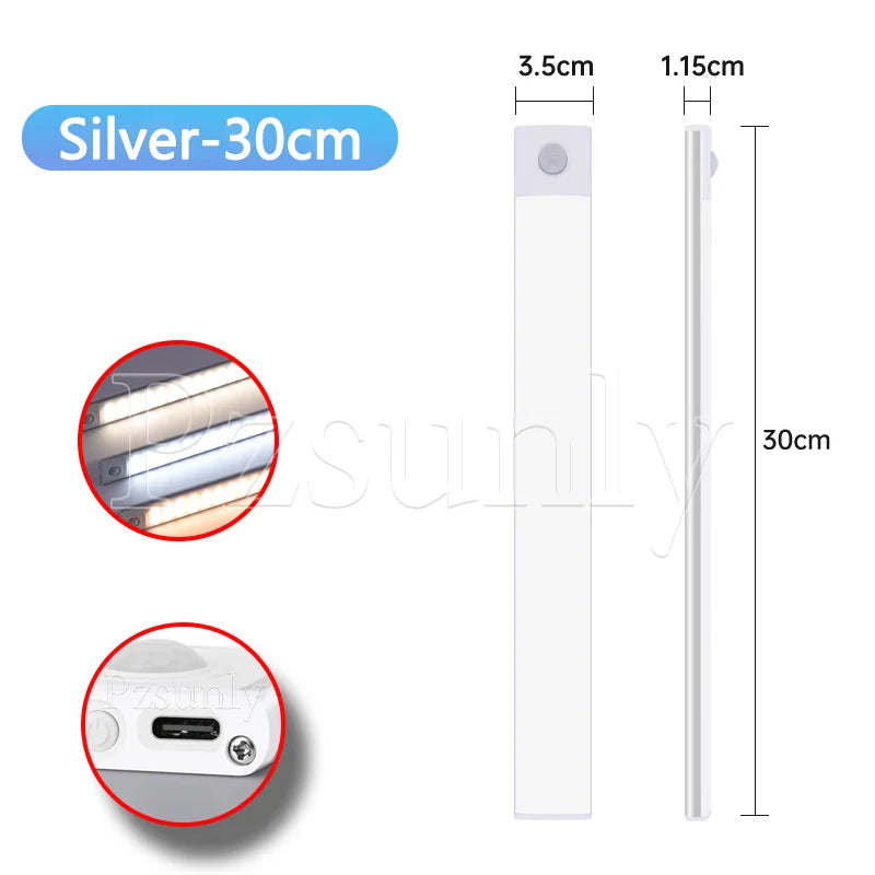 Motion Sensor LED Cabinet Light USB Rechargeable – 3 Color Modes, Stepless Dimming