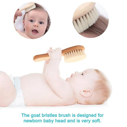 Baby Hair Brush & Wooden Comb Set – Newborn Grooming Kit
