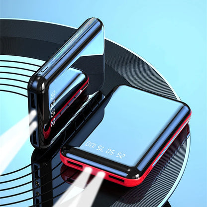 Mini Power Bank with Mirror Screen & LED Display – 10000mAh / 20000mAh Portable Charger