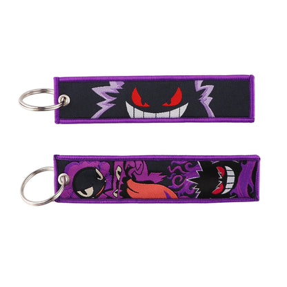 Anime Embroidered Keychain - Cute Cartoon Jet Tag Key Ring