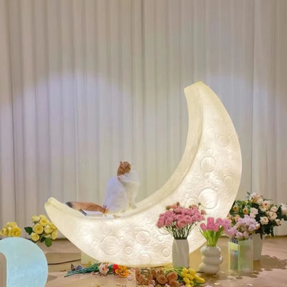 Nordic Crescent Moon Floor Lamp with Lounge Chair